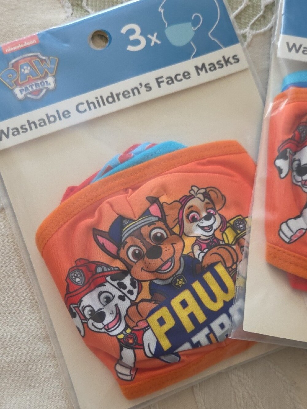 🌟 9 Paw Patrol Kids Face Masks — Orange with Blue and Yellow Accents - Picture 2 of 3